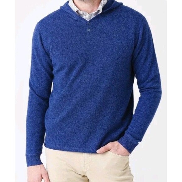 johnnie-O Other - Johnnie O Sweater Men's Large Blue Soft Cashmere Hoodie Wake Hooded $398 MSRP